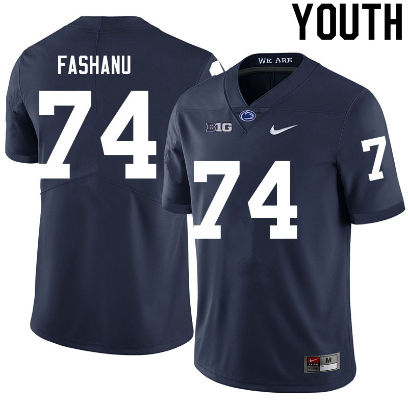 Youth #74 Olumuyiwa Fashanu Penn State Nittany Lions College Football Jerseys Sale-Navy